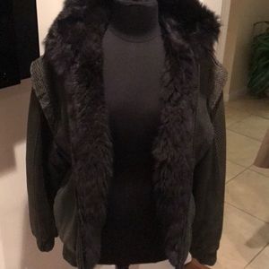 Gorgeous unisex genuine fur lined leather jacket